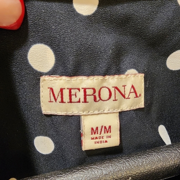 MERONA Polka Dot Black and white button Down Shirt size M - Picture 10 of 10